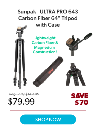 Sunpak ULTRA PRO 643 Carbon Fiber 64in Tripod with Case