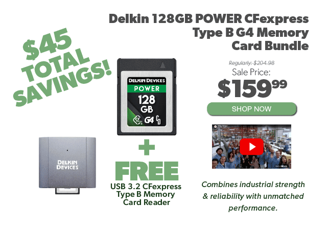 Delkin 128GB Power CFexpress Bundle with Reader